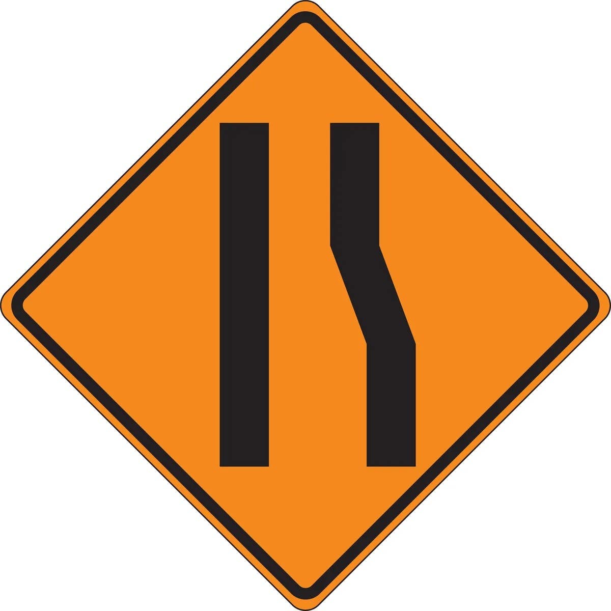 AccuformNMC FRC Roll-Up Construction Sign, Merge Left Lane (Symbol)