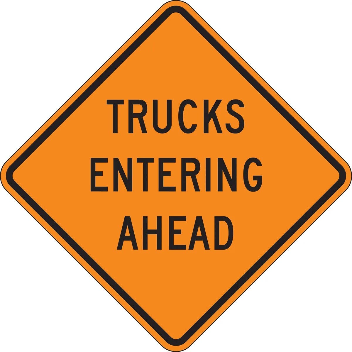 AccuformNMC FRC Roll-Up Construction Sign, Trucks Entering Ahead