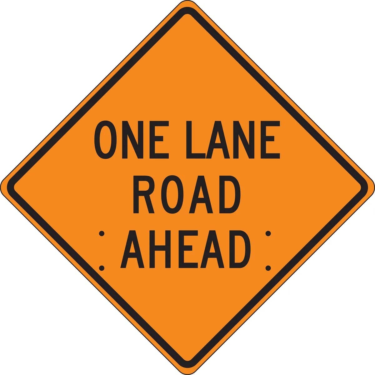 AccuformNMC FRC Roll-Up Construction Sign, One Lane Road Ahead