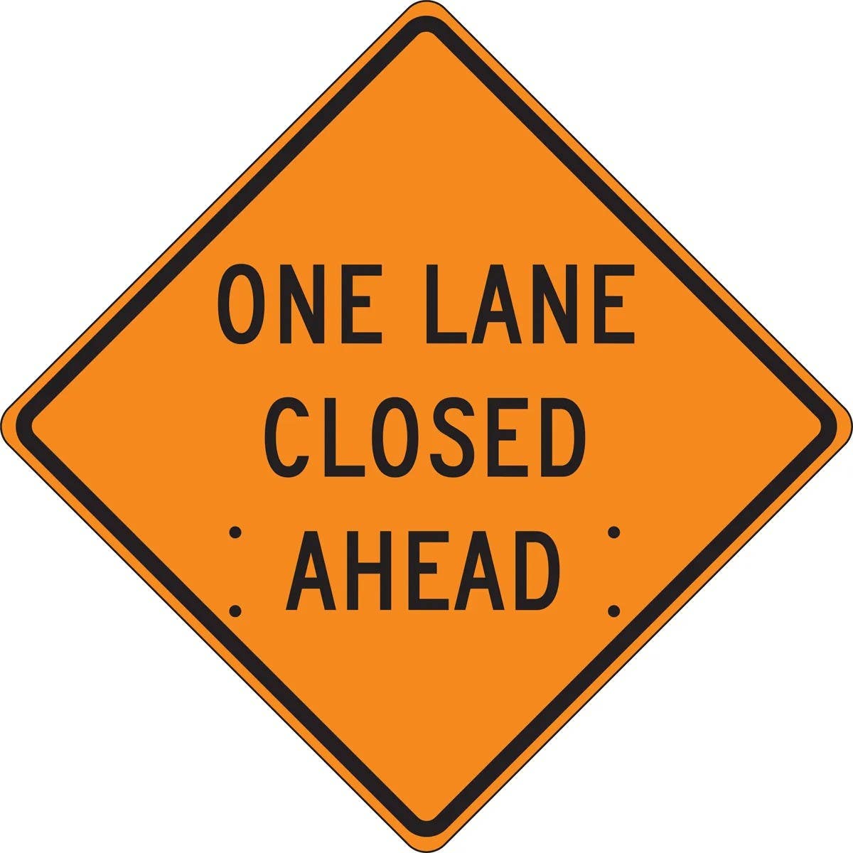 AccuformNMC FRC Roll-Up Construction Sign, One Lane Closed Ahead