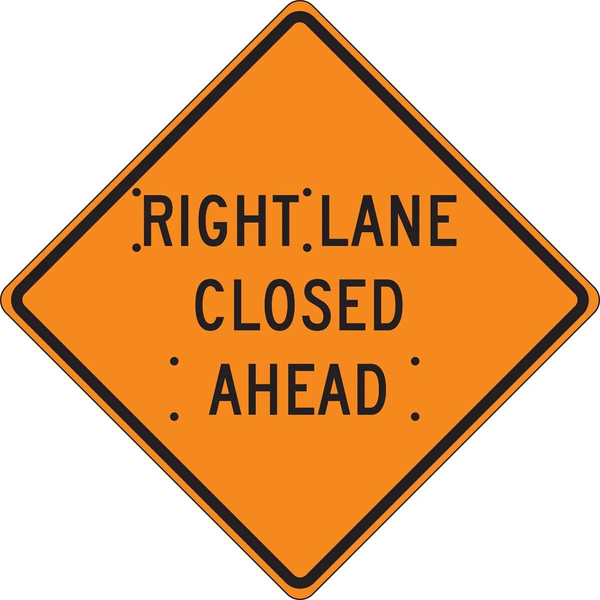 AccuformNMC FRC Roll-Up Construction Sign, Right Lane Closed Ahead