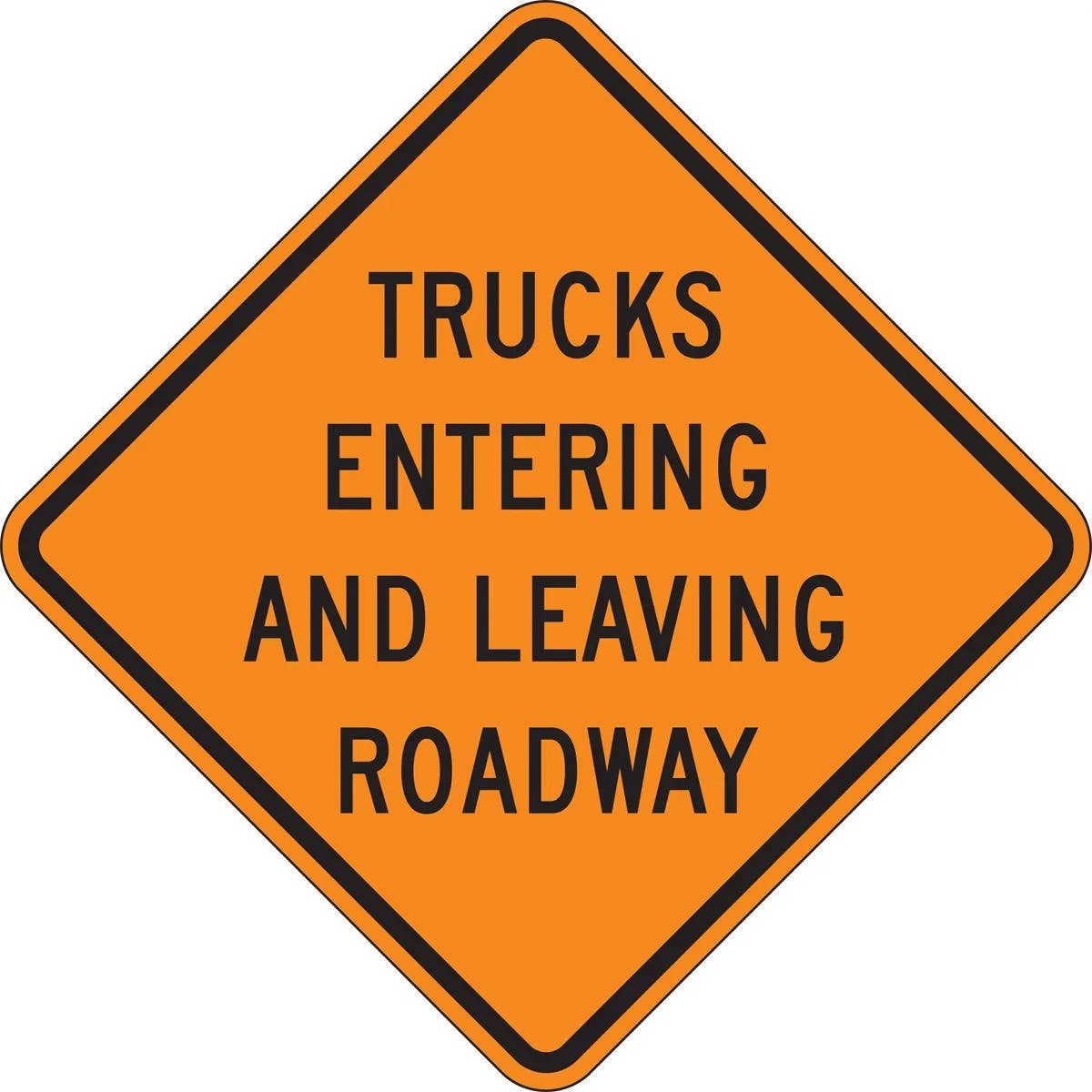AccuformNMC FRC Roll-Up Construction Sign, Trucks Entering And Leaving Roadway
