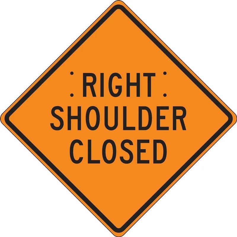 AccuformNMC FRC Roll-Up Construction Sign, Right Shoulder Closed
