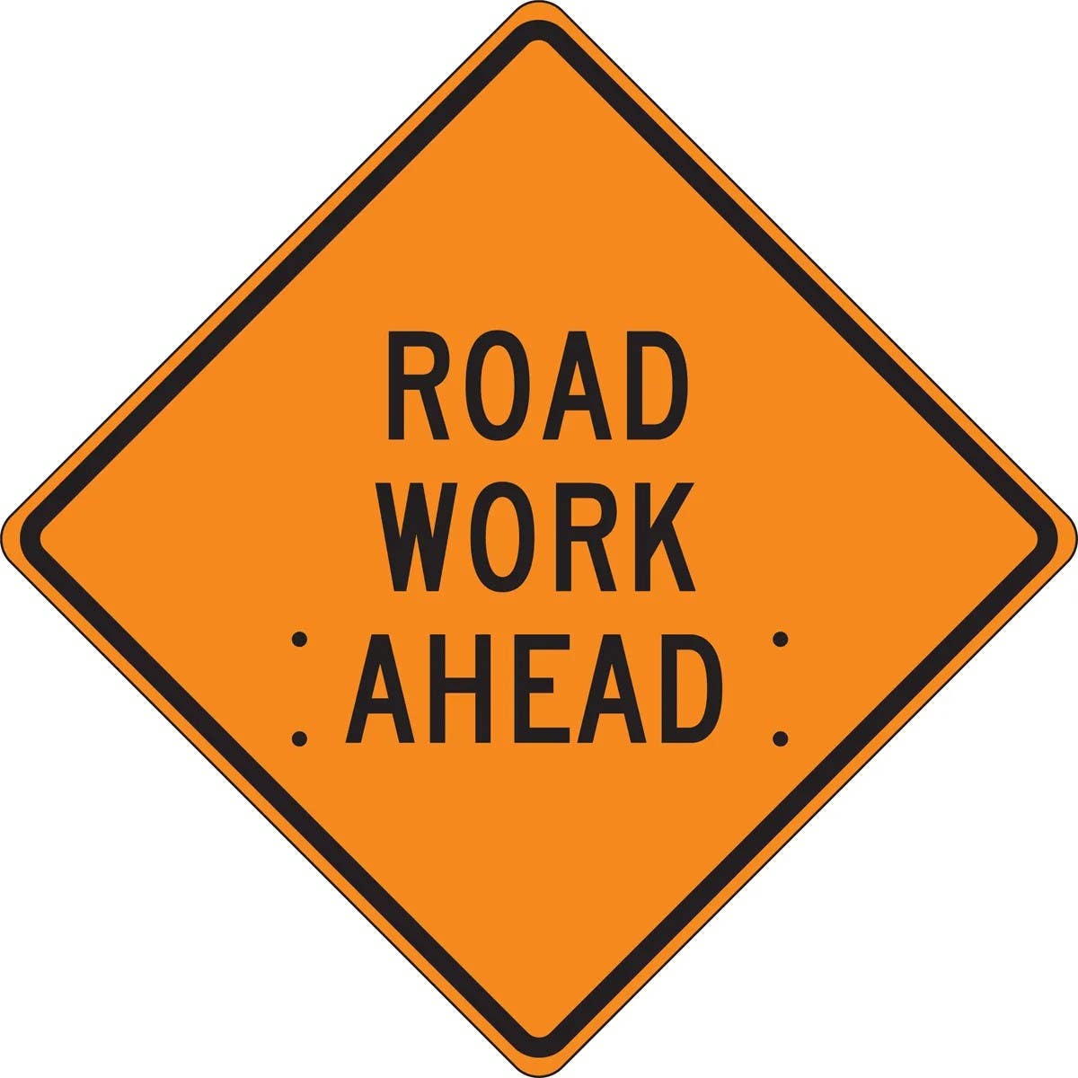 AccuformNMC FRC Roll-Up Construction Sign, Road Work Ahead