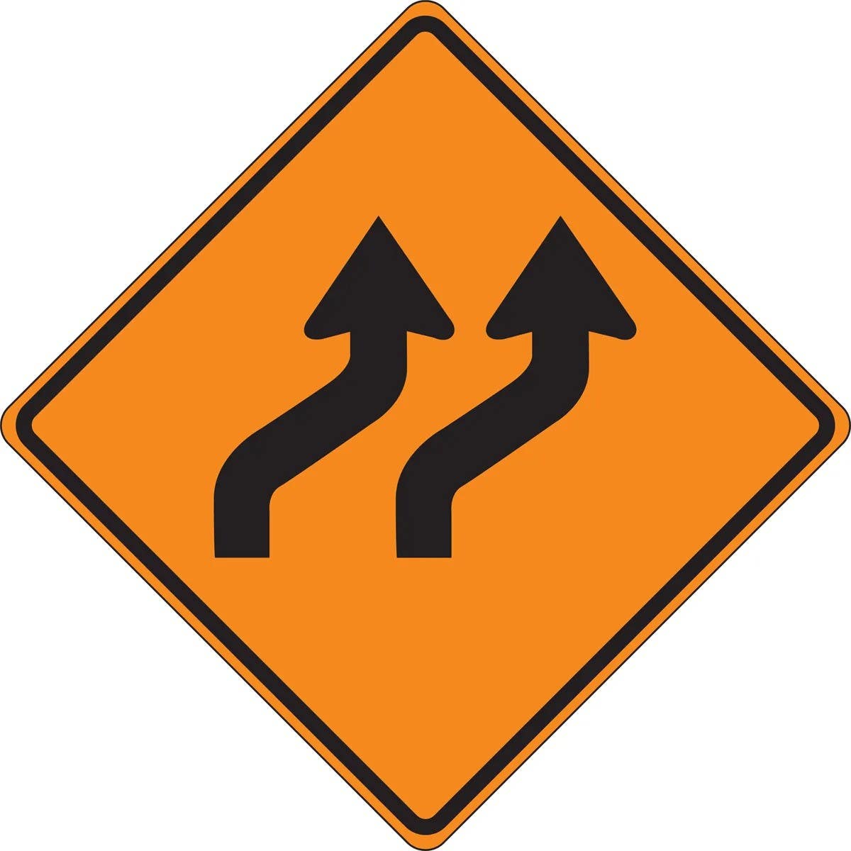 AccuformNMC FRC Roll-Up Construction Sign, Two Lane Reverse Curve (Right)