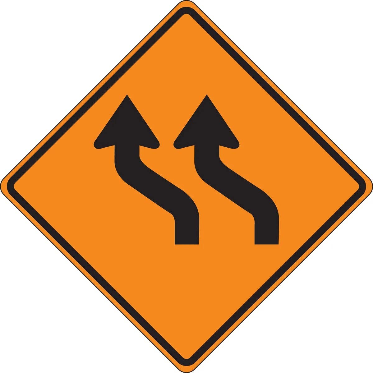 AccuformNMC FRC Roll-Up Construction Sign, Two Lane Reverse Curve (Left)