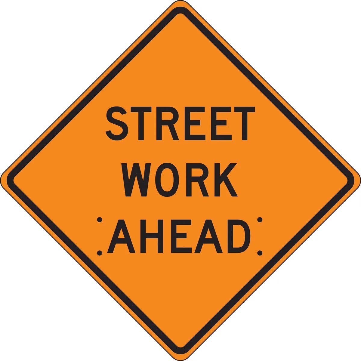 AccuformNMC FRC Roll-Up Construction Sign, Street Work Ahead