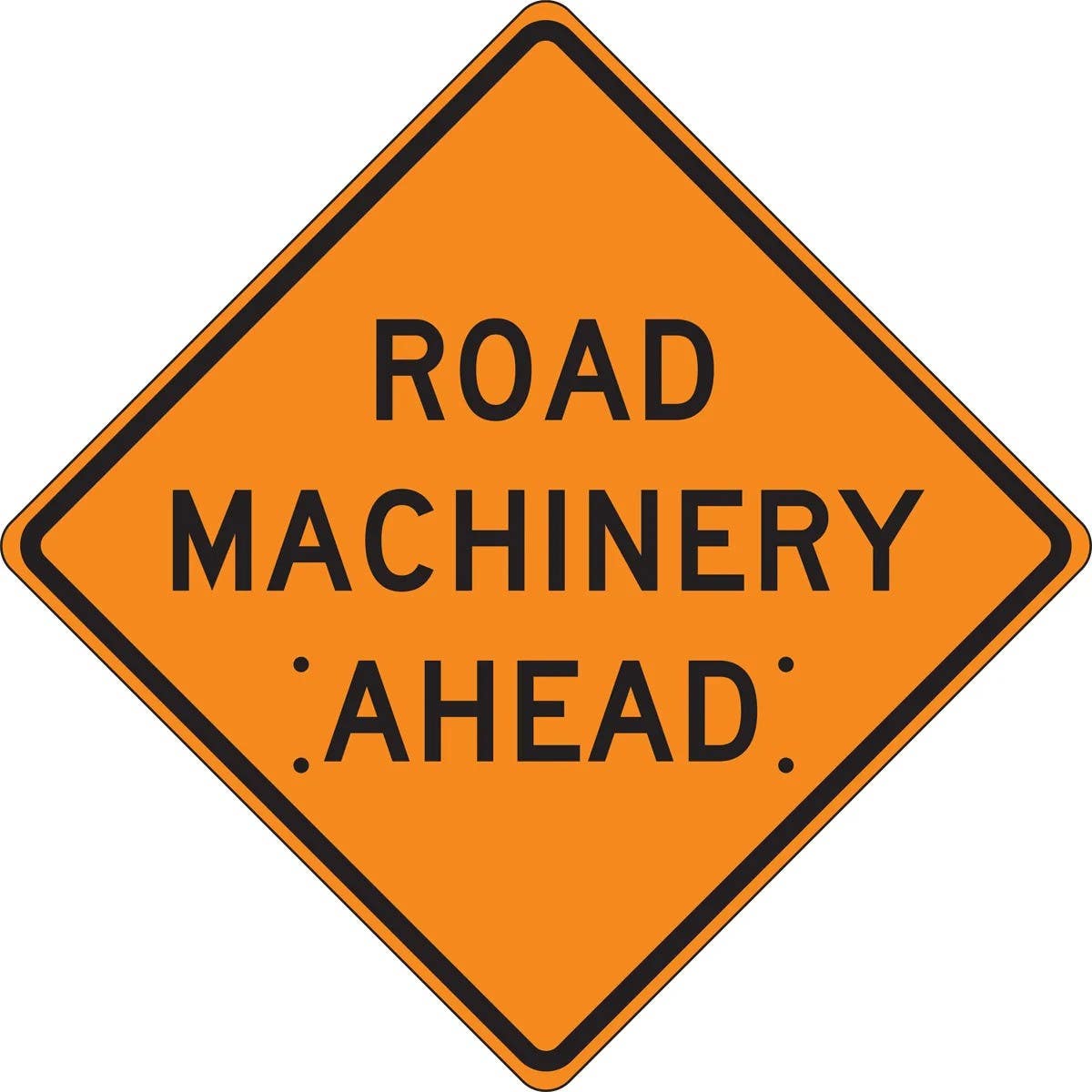 AccuformNMC FRC Roll-Up Construction Sign, Road Machinery Ahead