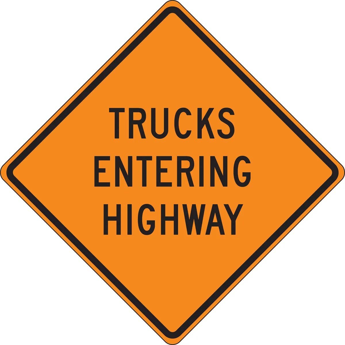 AccuformNMC FRC Roll-Up Construction Sign, Trucks Entering Highway