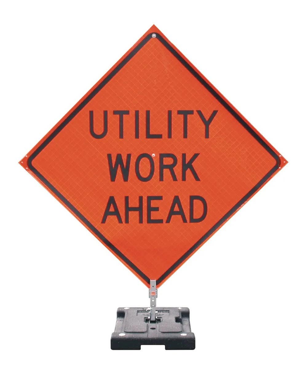 AccuformNMC FRC605 Traffic Sign Base Stand, Utility Work Ahead