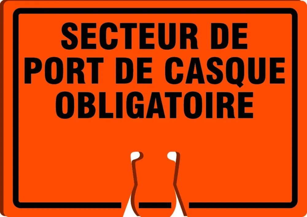 AccuformNMC FBC747 Cone Top Warning Sign, Hard Hat Required, 10" H x 14" W