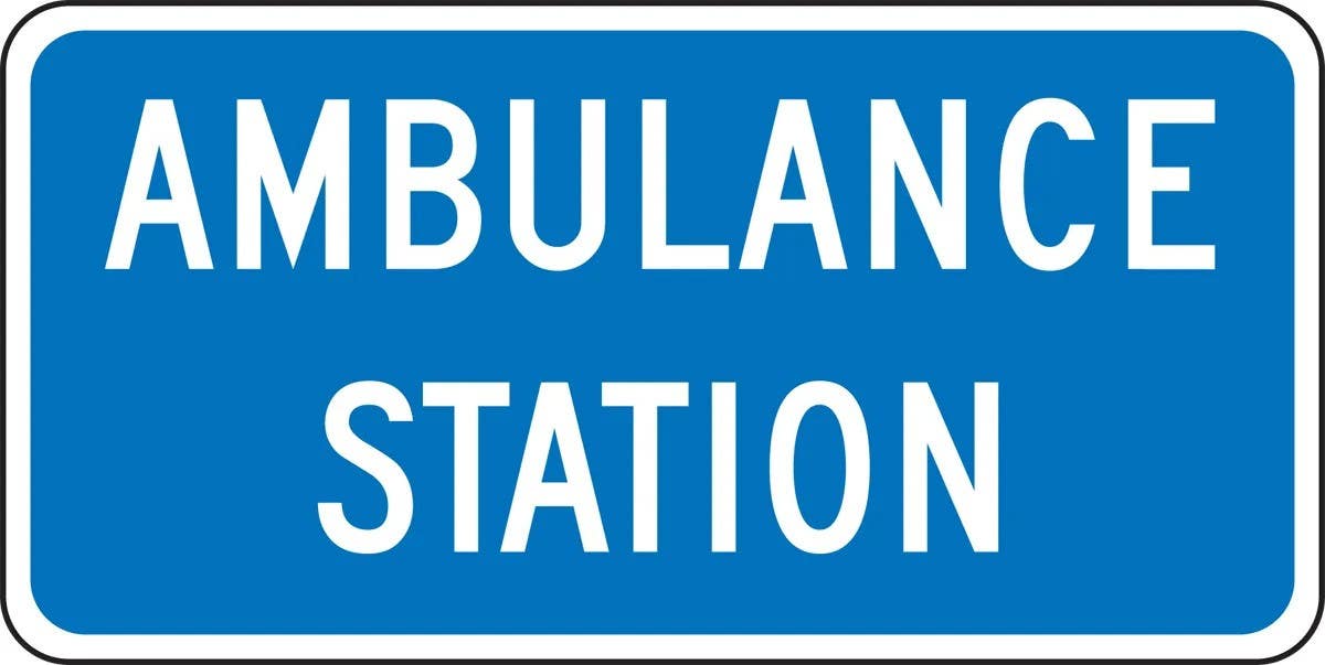 AccuformNMC FRG115 General Service Sign, Ambulance Station, 12" H x 24" W