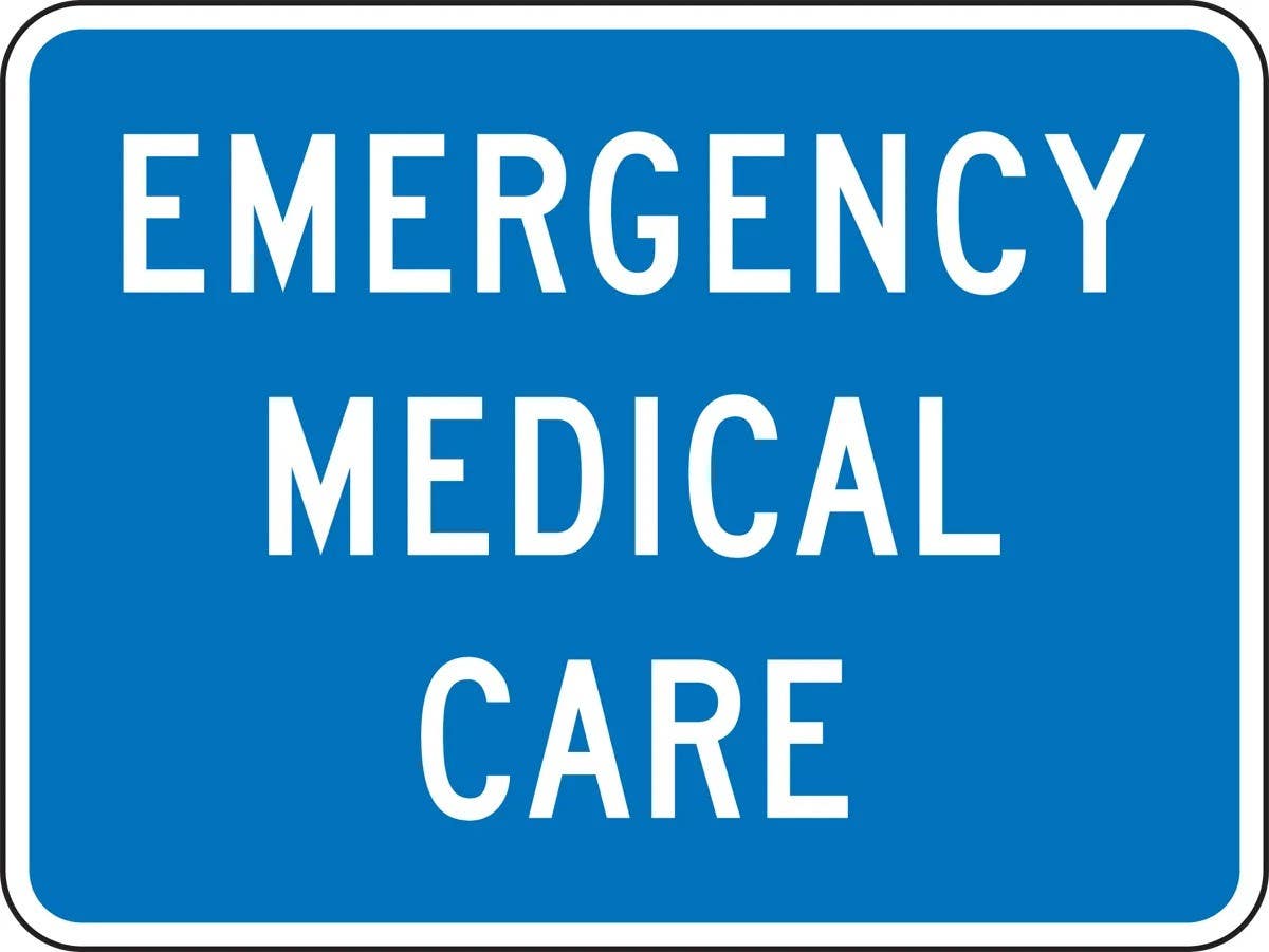 AccuformNMC FRG118 General Service Sign, Emergency Medical Care, 18" H x 24" W