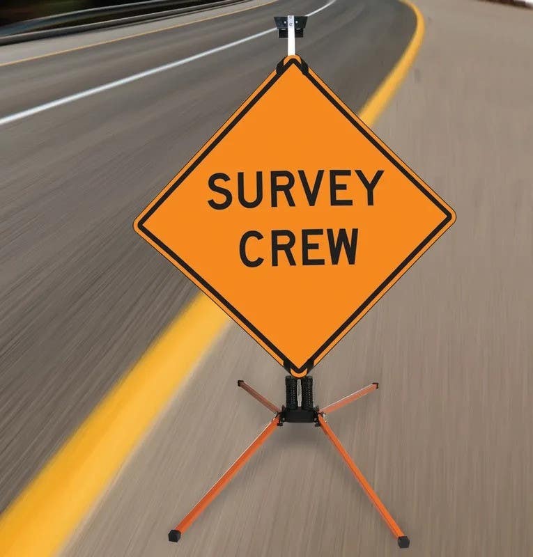 AccuformNMC FRK Rigid Construction Sign, Survey Crew