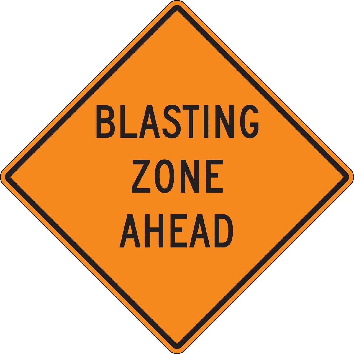 AccuformNMC FRK Rigid Construction Sign, Blasting Zone Ahead