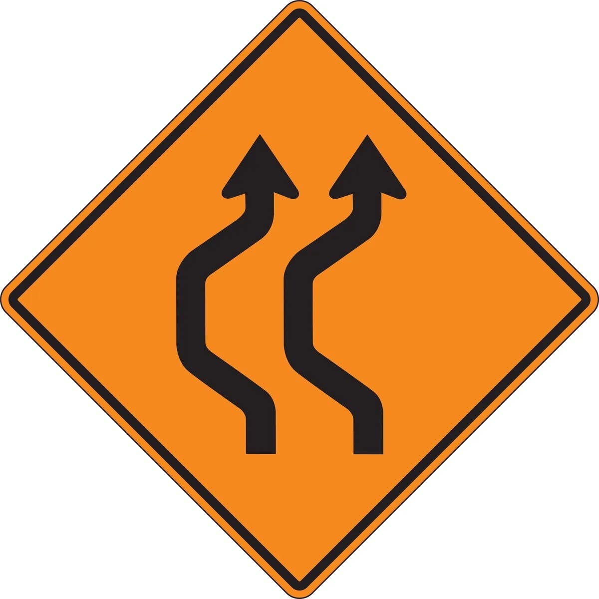 AccuformNMC FRK Rigid Construction Sign, Two Lane Double Reverse Curve