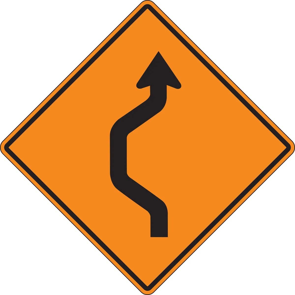 AccuformNMC FRK Rigid Construction Sign, Double Reverse Curve