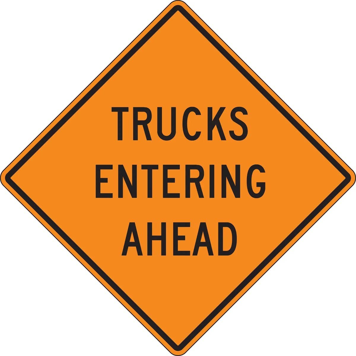 AccuformNMC FRK Rigid Construction Sign, Trucks Entering Highway