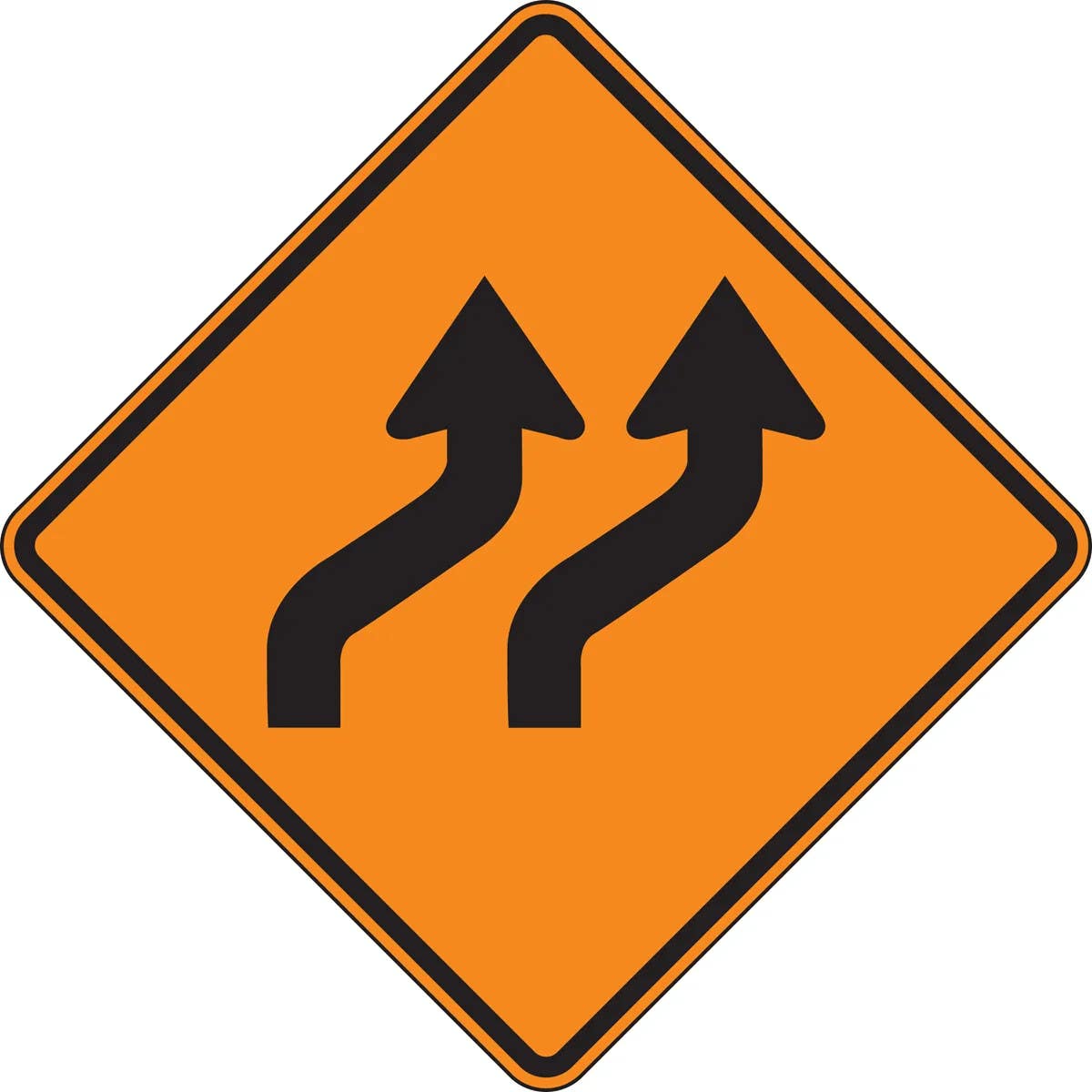 AccuformNMC FRK Rigid Construction Sign, Two Lane Reverse Curve (Right)