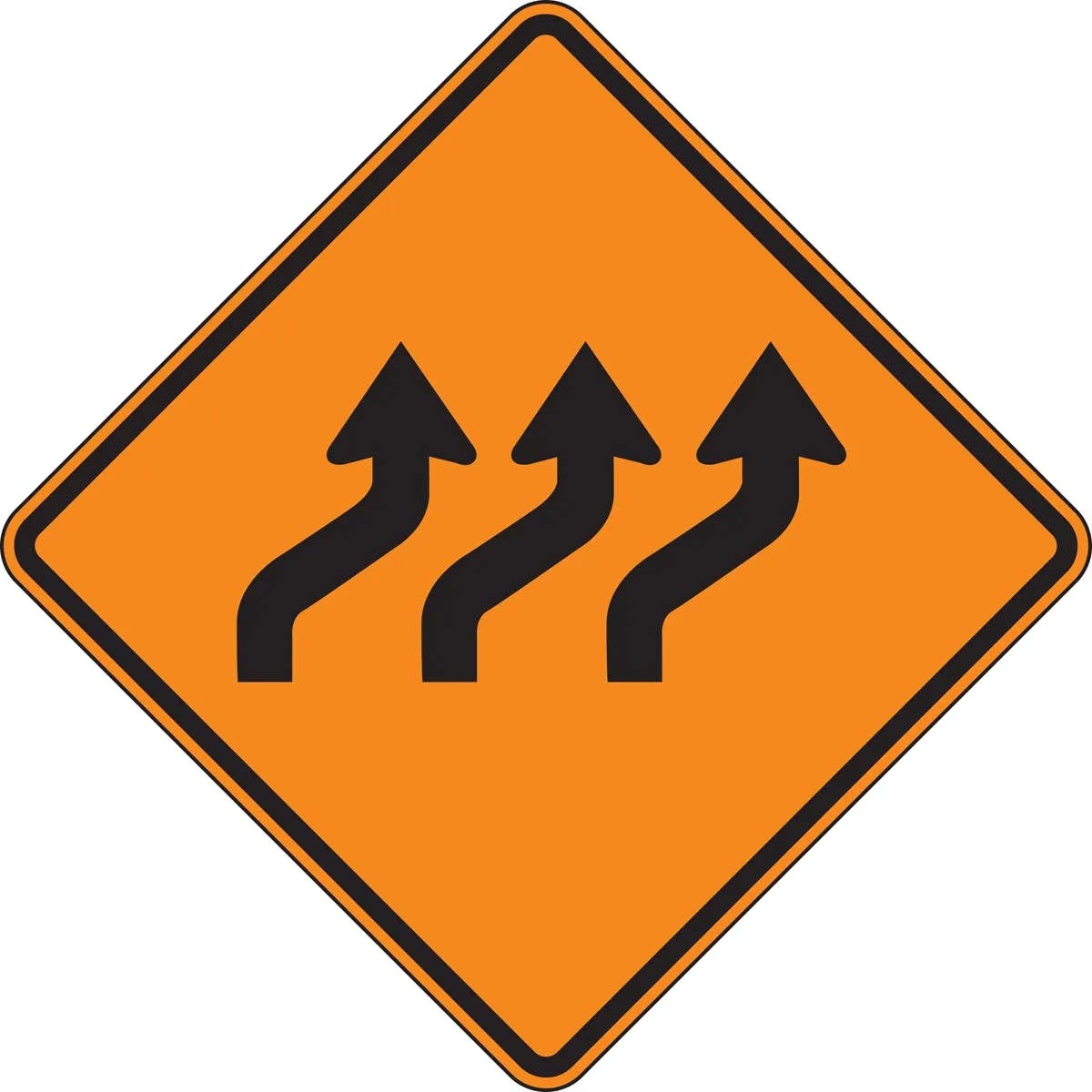 AccuformNMC FRK Rigid Construction Sign, Three Lane Reverse Curve (Right)