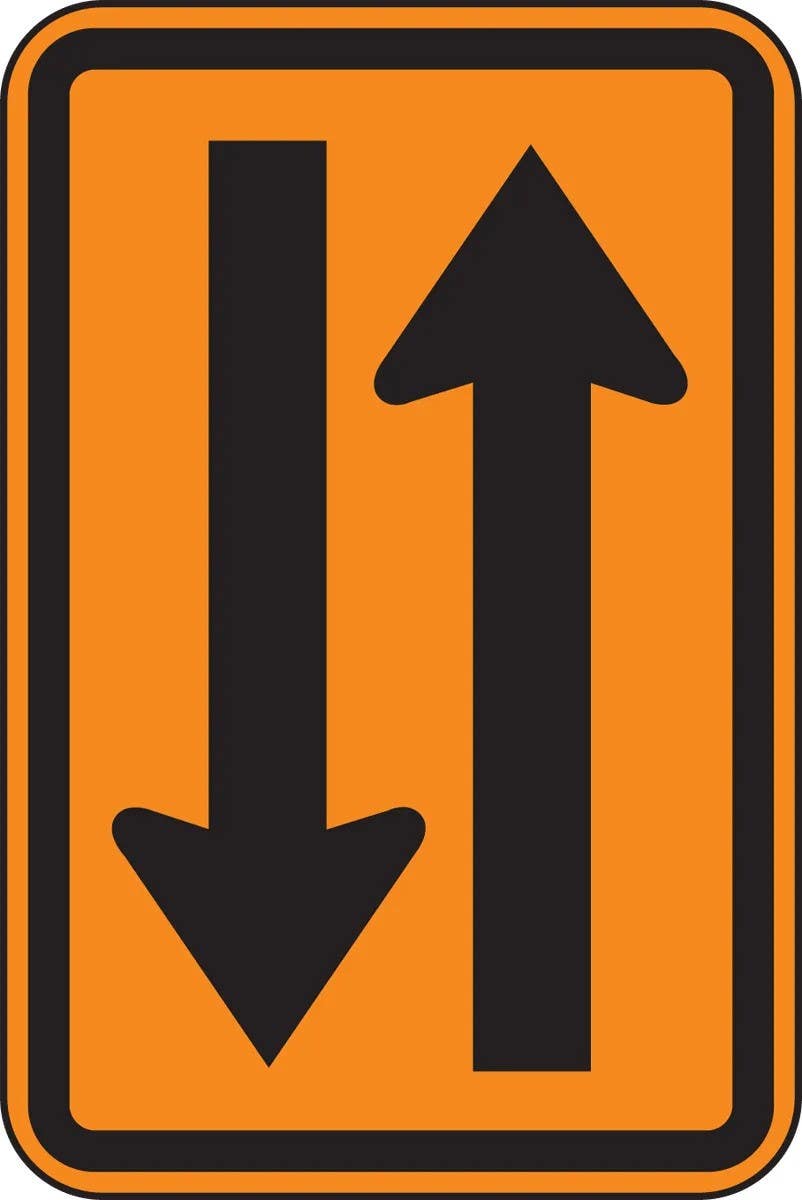 AccuformNMC FRK257 Rigid Construction Sign, Two Way Traffic (Symbol), 18" x 12"