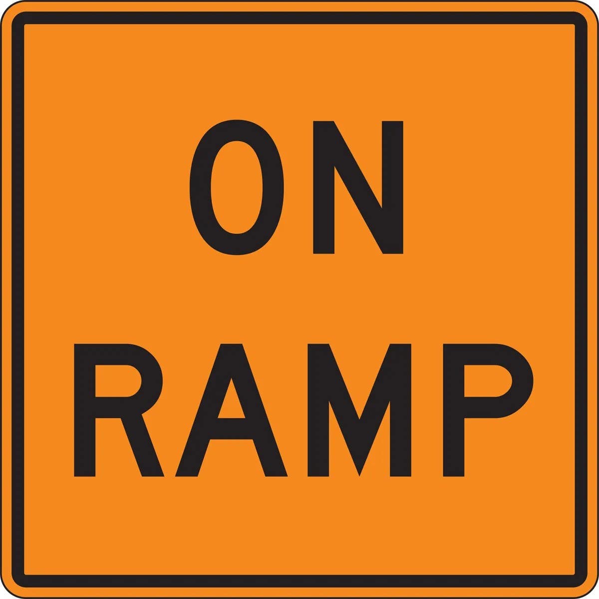 AccuformNMC FRK258 Rigid Construction Sign, On Ramp, 36" x 36"