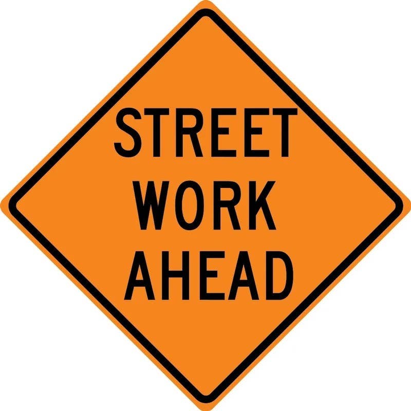 AccuformNMC FRK Rigid Construction Sign, Street Work Ahead