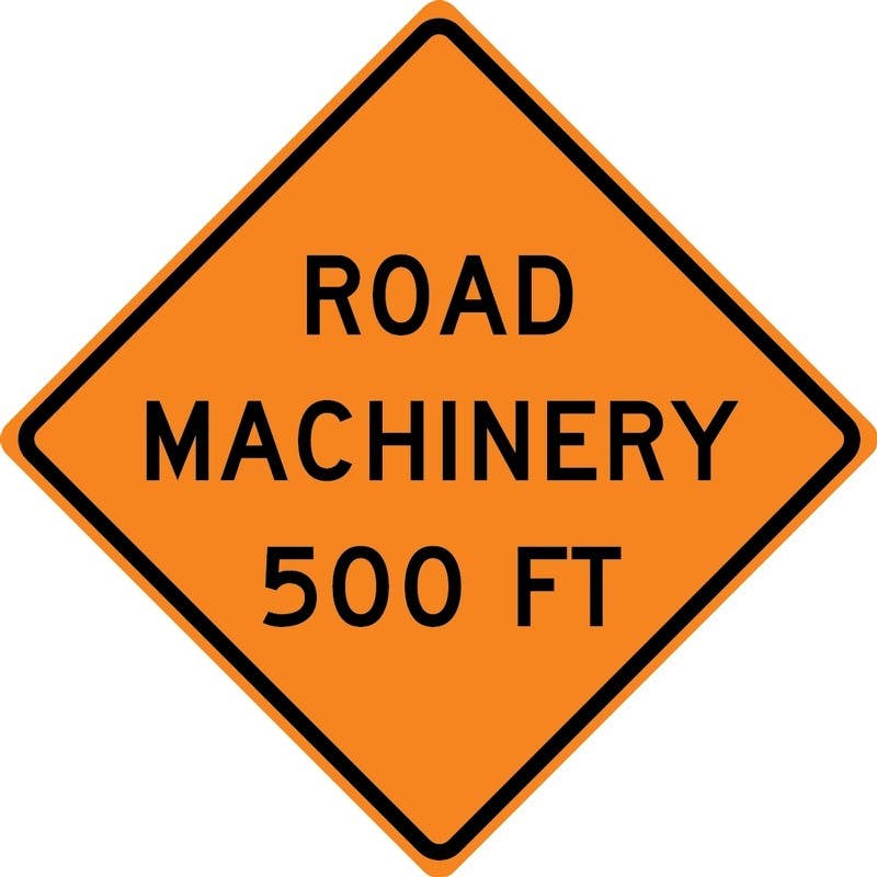 AccuformNMC FRK Rigid Construction Sign, Road Machinery 500 Ft