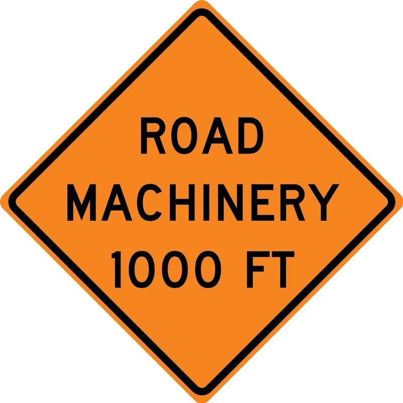 AccuformNMC FRK Rigid Construction Sign, Road Machinery 1000 Ft