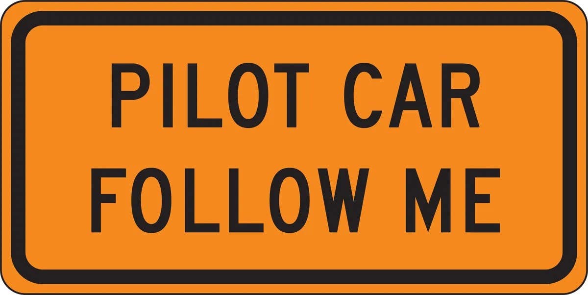 AccuformNMC FRK Rigid Construction Sign: Pilot Car, Follow Me, 18" H x 36" W
