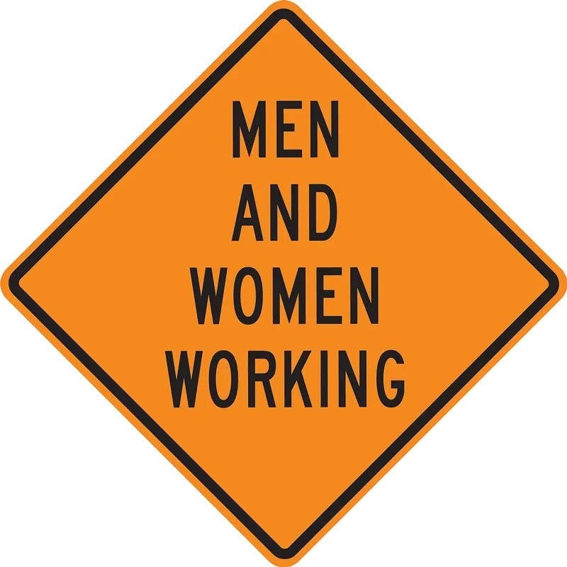 AccuformNMC FRK Rigid Construction Sign, Men And Women Working
