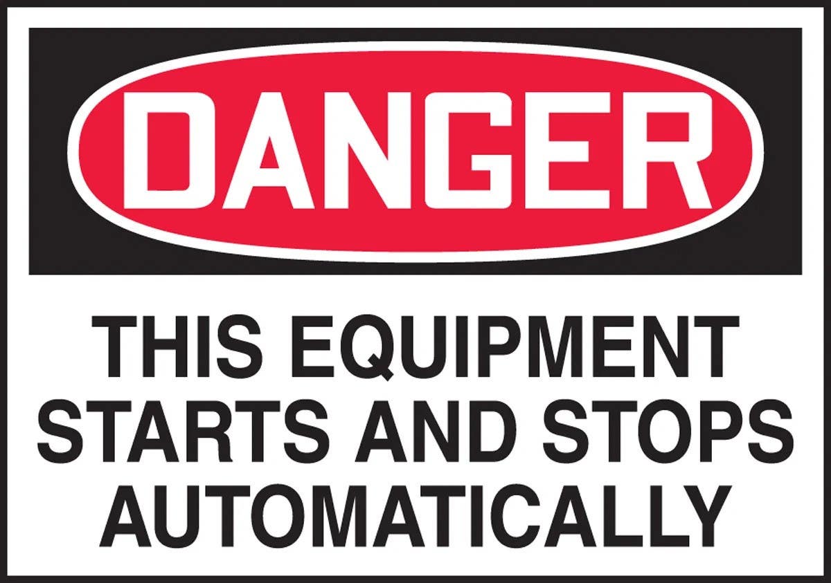 AccuformNMC LEQM269 OSHA Danger Equipment Safety Label, The Equipment Starts…, Adhesive Dura Vinyl, 3-1/2" H x 5" W