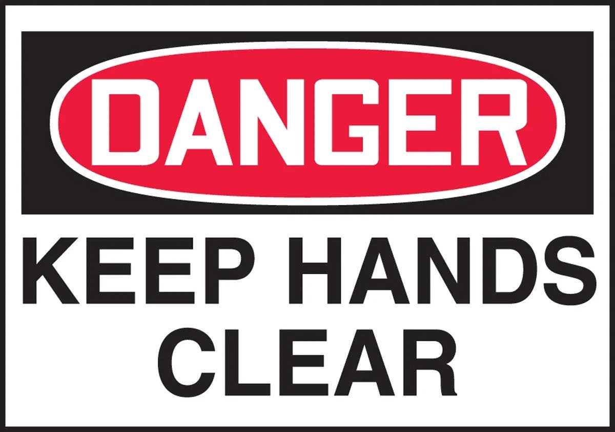 AccuformNMC LEQM279 OSHA Danger Safety Label, Keep Hands Clear, Adhesive Dura Vinyl, 3-1/2" H x 5" W