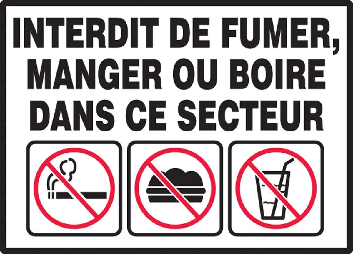 AccuformNMC FRLSMK511XVE French Bilingual French Label, Smoking Control, Adhesive Dura Vinyl