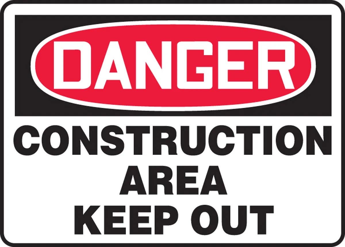 AccuformNMC M French OSHA Danger Safety Sign, Construction Area, Keep Out