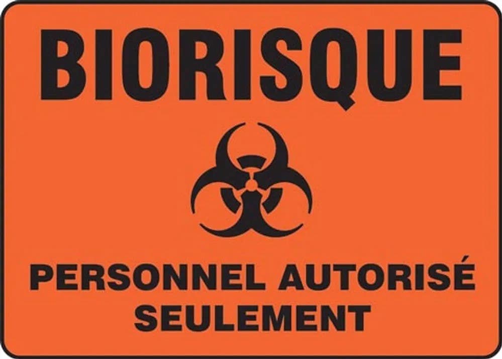 AccuformNMC FRMBHZ Bilingual French Sign, Biorisque, Personnel Autorise Seulement