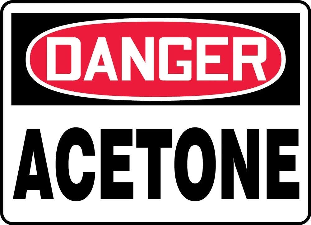 AccuformNMC MCHG OSHA Danger Safety Sign, Acetone