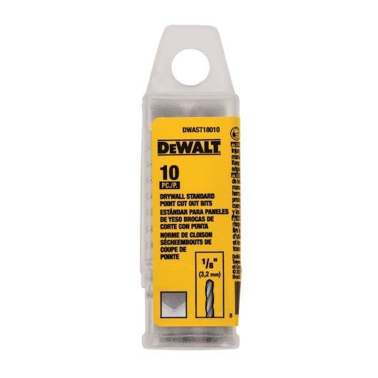 DEWALT DWAST18010 1/8In Drywall Standard Cut Out Bit 10 Pack