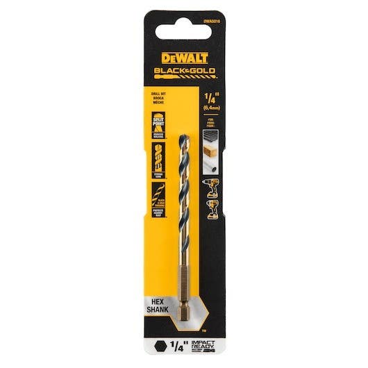 DEWALT DWA5016 Black & Gold Impact Ready Drill Bit 1/4"