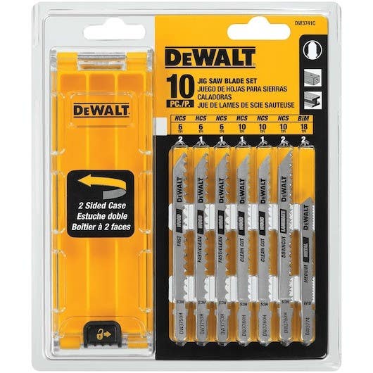 DEWALT DW3741C 10-Piece T-Shank Jig Saw Blade Set w/Case