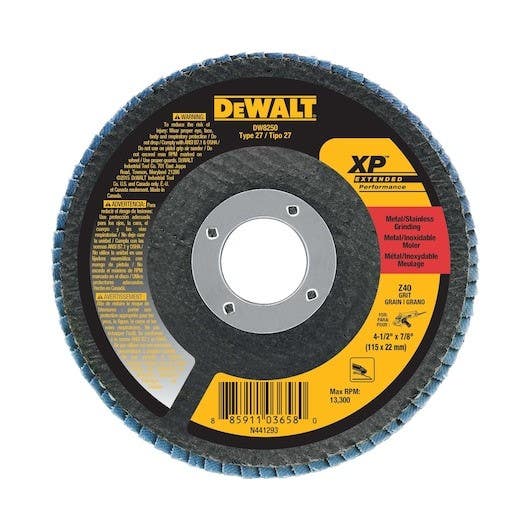 DEWALT DW8250 XP4-1/2" x 7/8", 40 Grit, Flap Disc - Type 27