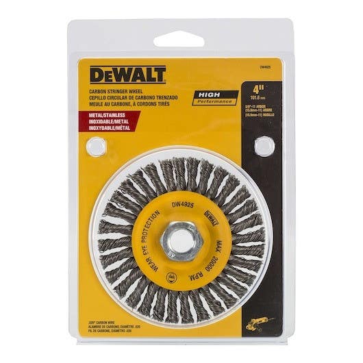 DEWALT DW4925 4" x 5/8"-11 Arbor .020 Carbon Steel, Stringer Bead, Wire Wheel