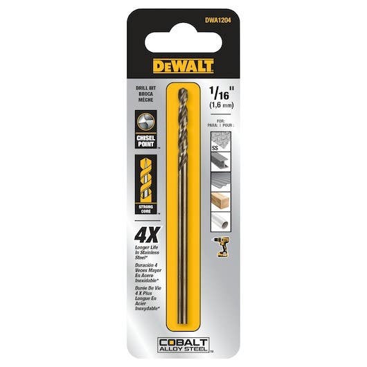 DEWALT DWA1204 Cobalt Alloy Steel Drill Bit 1/16", Black Oxide