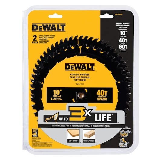 DEWALT DWA110CMB 10 in 40T/60T General Purpose Combo Pack