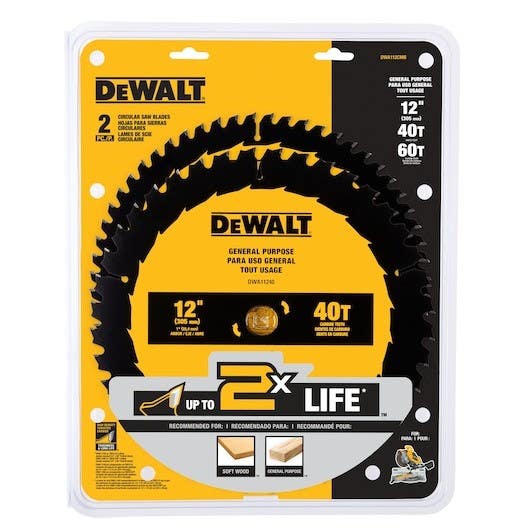 DEWALT DWA112CMB 40T/60T 12 in. Large Diameter Circular Saw Blades Combo Pack