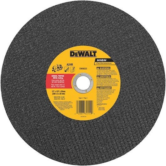 DEWALT DW8023 12" x 1/8" x 20mm Metal Cutting Blade, High Speed Wheels Type 1