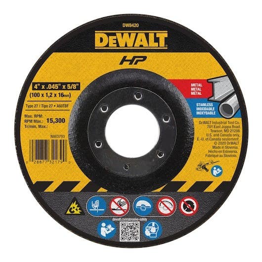 DEWALT DW8420 4" x .045" x 5/8" Thin Cutting Wheel