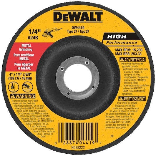 DEWALT DW4419 HP Metal Grinding Wheels Type 27