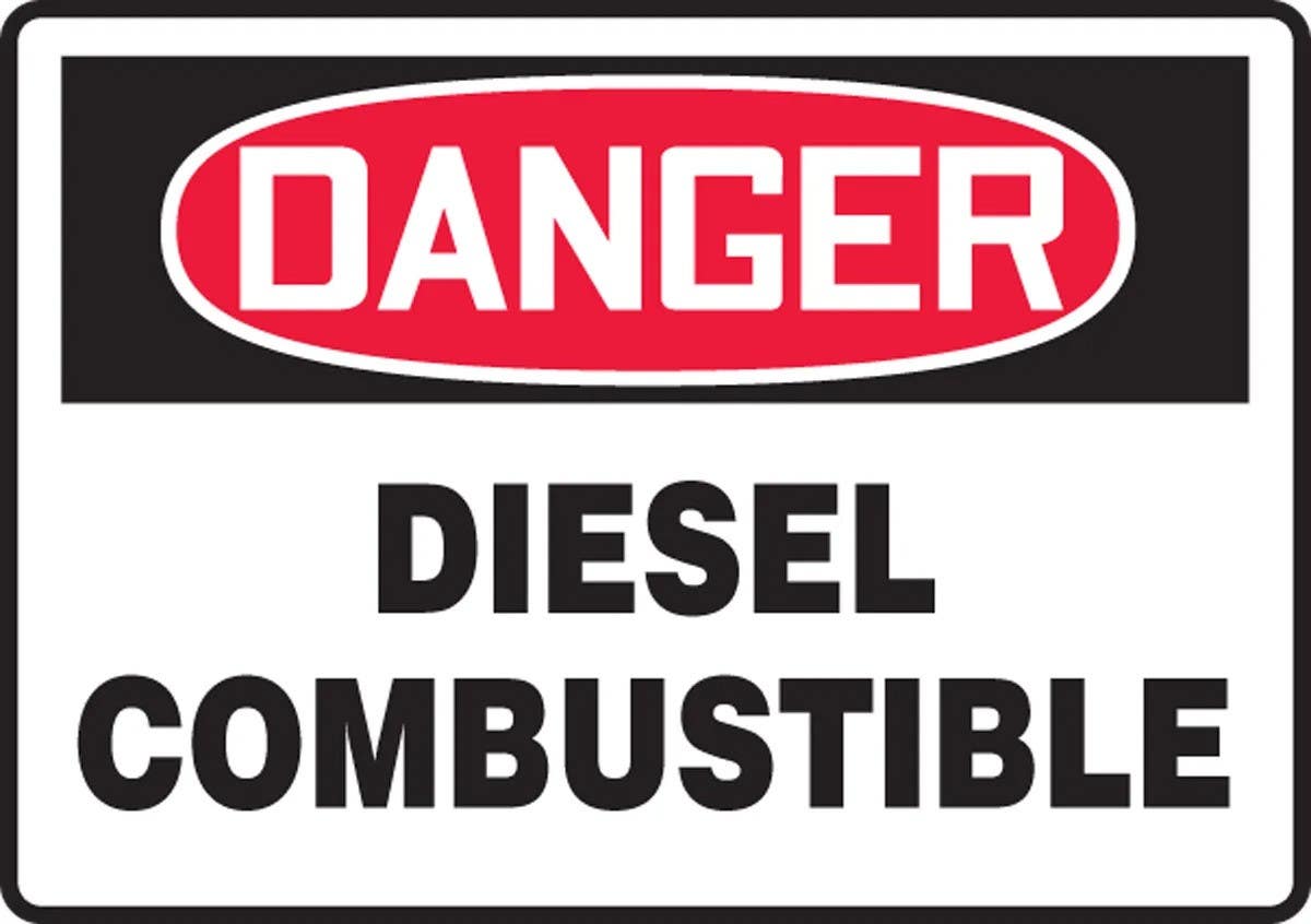 AccuformNMC MCHG Safety Sign, Danger, Diesel Combusible, 7" H x 10" W
