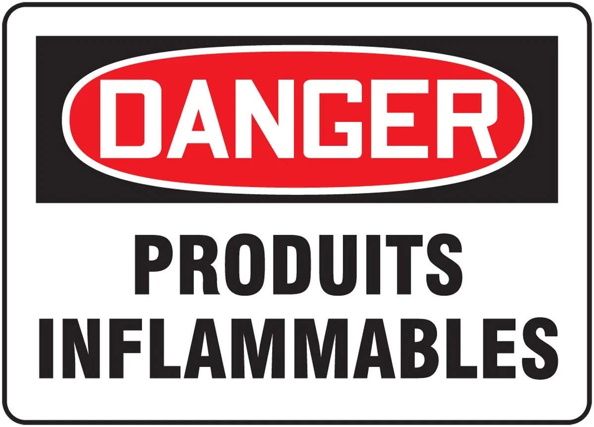 AccuformNMC FRMCHG Bilingual French Sign, Danger, Produits Inflammables